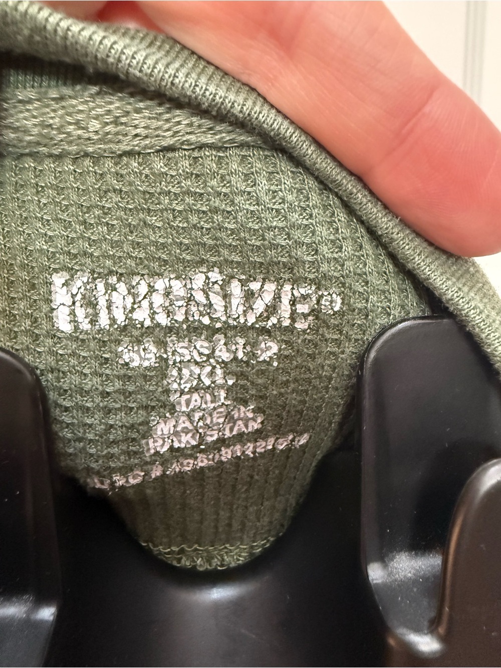 Men's Olive Green Waffle Knit Long-Sleeve Crew - Picture 7 of 8